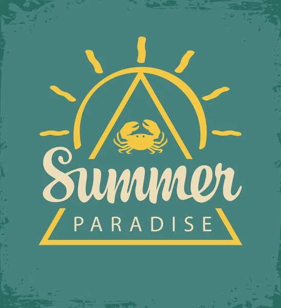 Sommer tropisches Banner mit Sonne und Krabben — Stockvektor