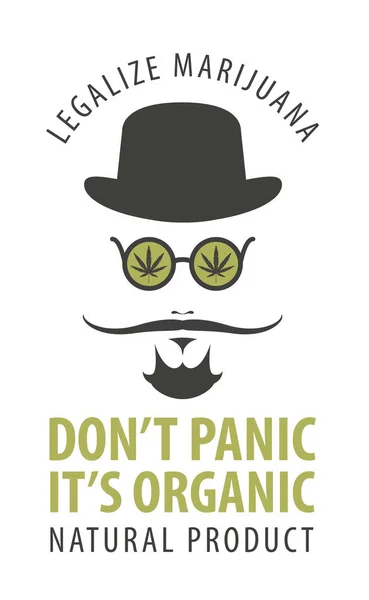 Banner für die Legalisierung von Marihuana mit Hipster-Mann — Stockvektor