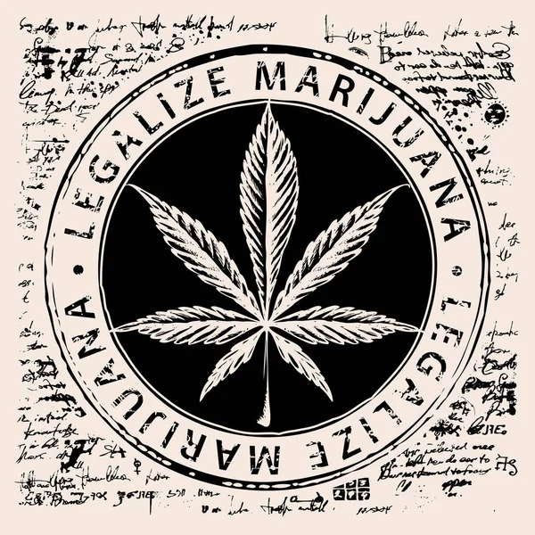 Bannière pour légaliser la marijuana avec feuille de cannabis — Image vectorielle