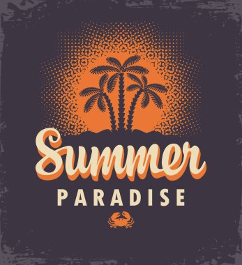 Palmiye ve güneş ile Yaz tropikal afiş