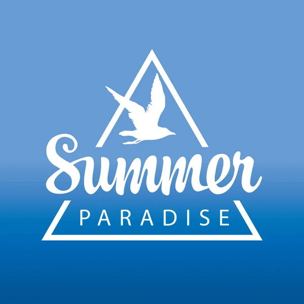 Travel banner or logo with gull. Summer Paradise — Stock Vector
