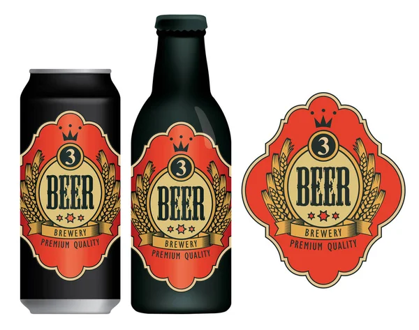 ビール缶とボトルのベクトルビールラベル — ストックベクタ