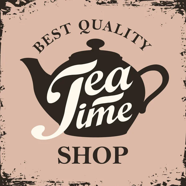Nápis pro čajový obchod s čajovým hrnku a nápisem — Stockový vektor