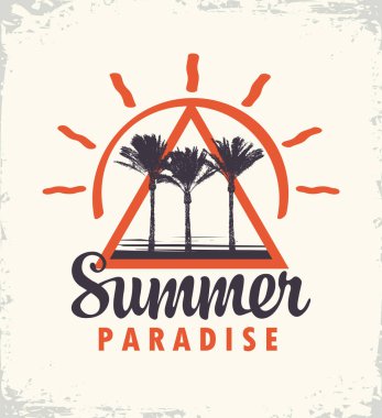 Palmiye ağaçları ile seyahat afiş. Yaz Cenneti