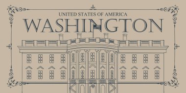 bayrak ile illüstrasyon Beyaz Saray, Washington Dc