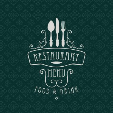 Menü Restoran çatal bıçak takımı ve curlicues için