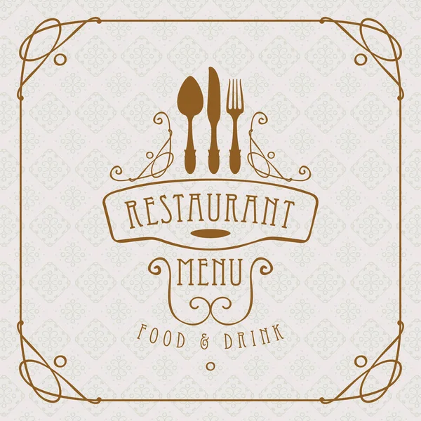 食器と渦巻きのレストランのメニュー — ストックベクタ