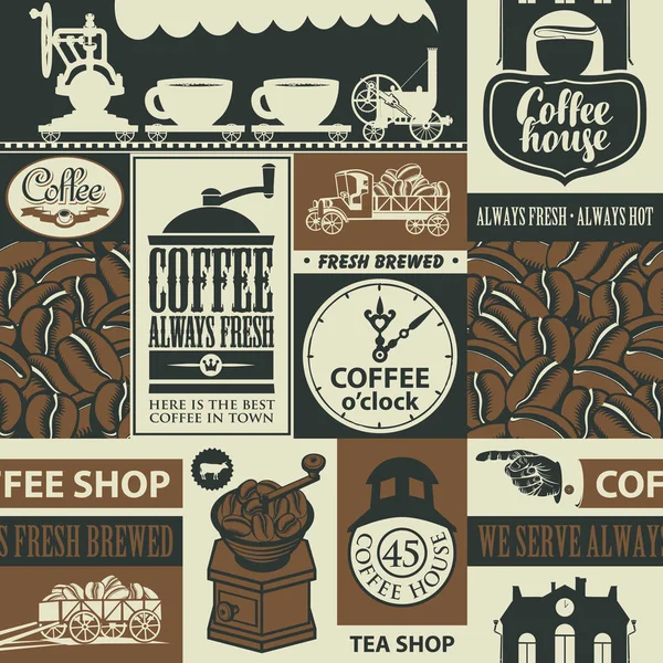 Patrón sin costuras en el tema de las cafeterías — Archivo Imágenes Vectoriales