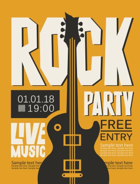 Canlı müzik ile rock partisi için vektör poster