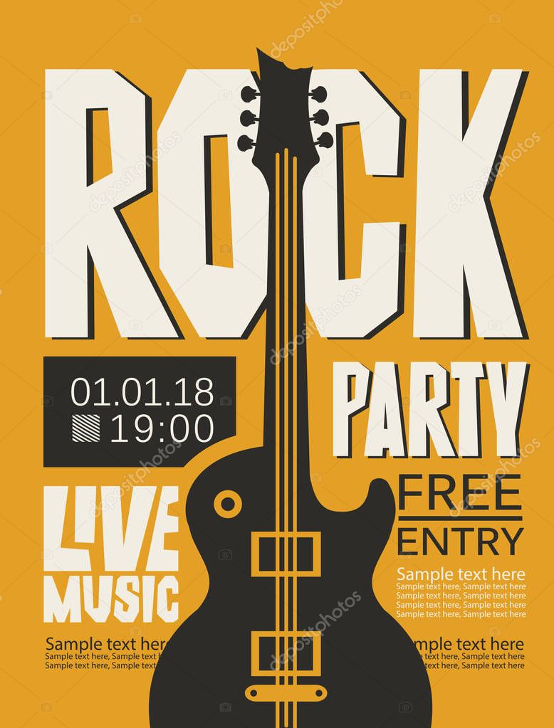 Vector poster for Rock party with live music