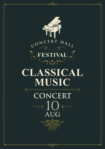 Cartel para concierto de música clásica con piano — Vector de stock