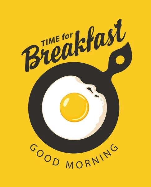 Banner for breakfast time with fried egg — Stock Vector