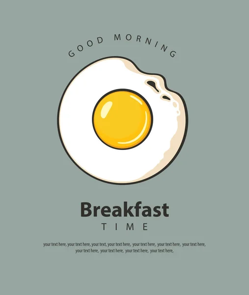 フライドエッグと朝食の時間のためのベクトルバナー — ストックベクタ