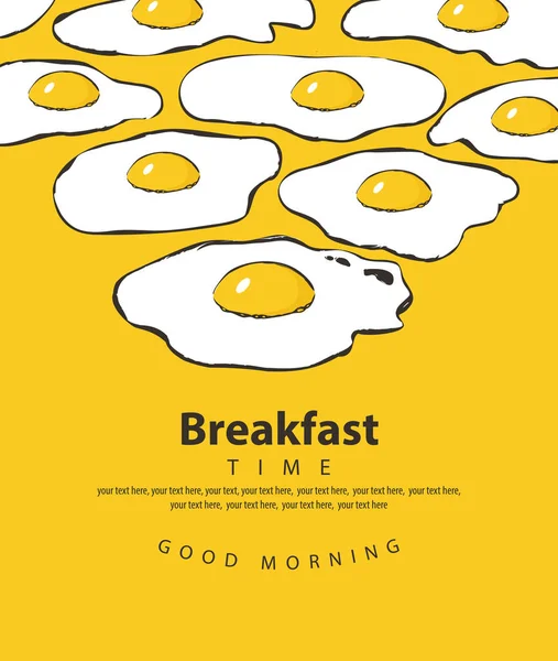 Vector banner for breakfast time with fried eggs — Stock Vector