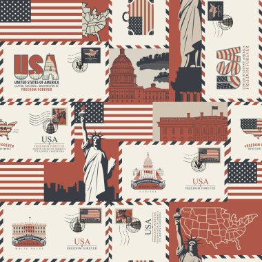 Abd teması nda vektör dikişsiz desen