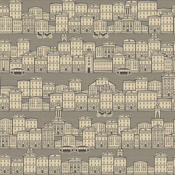 Безшовний візерунок зі старими намальованими будиночками — стоковий вектор