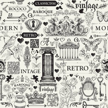 çizimler ve notlar ile soyut Dikişsiz desen