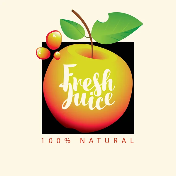 Bandiera vettoriale per succo di mela fresco con frutta — Vettoriale Stock