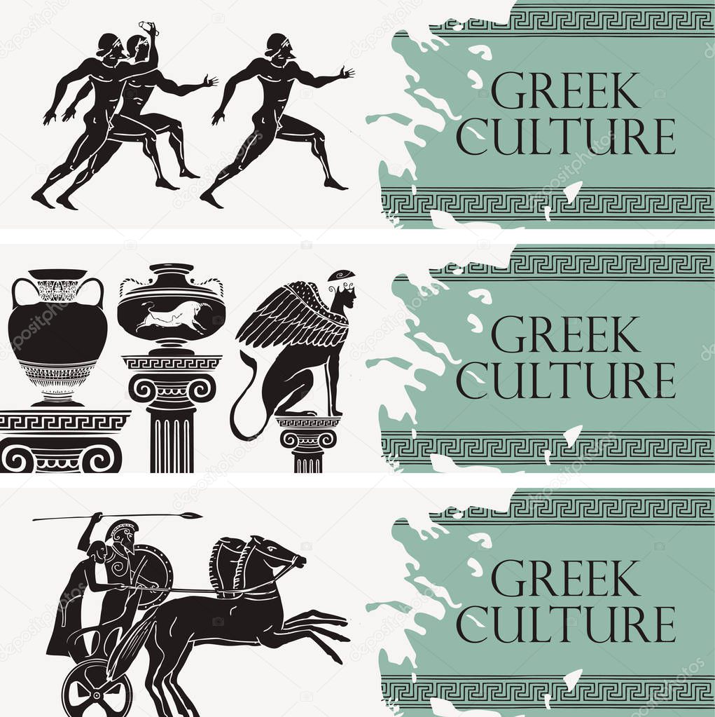 travel banners on the theme of Greek culture