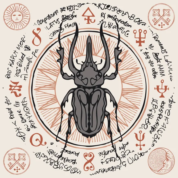 oduncu böceği ve sihirli semboller ile afiş