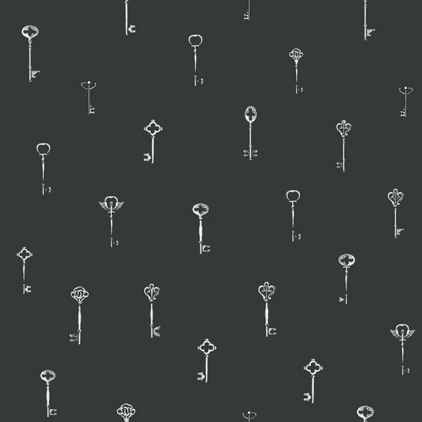Motif sans couture avec des clés vintage dessinées à la main — Image vectorielle