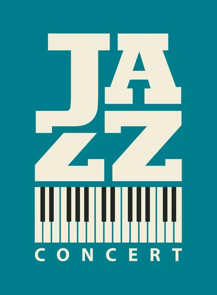 Poster musicale per un concerto jazz con tasti per pianoforte — Vettoriale Stock