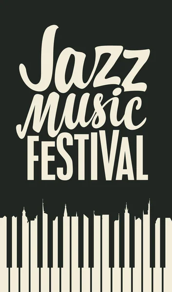Poster per un festival di musica jazz con tasti per pianoforte — Vettoriale Stock