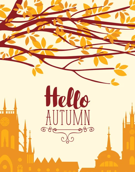 banner on the autumn theme with urban landscape