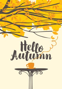 sıcak içecek bir fincan ile sonbahar afiş