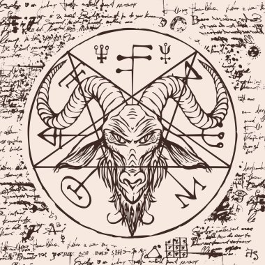 head of a horned goat and pentagram clipart