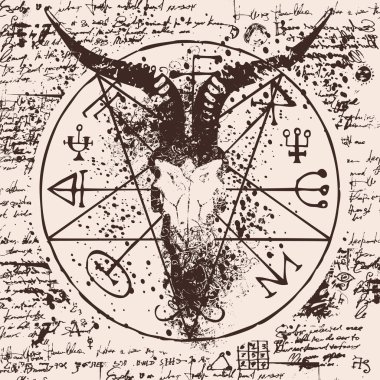 boynuzlu keçi ve pentagram başı