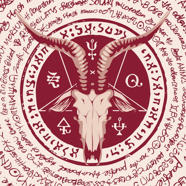 Vector Banner Med Illustration Huvudet Horned Get Och Pentagram Inskrivet — Stock vektor