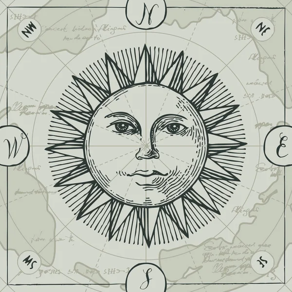 Vektor banner med tecken på Sol och vind steg — Stock vektor