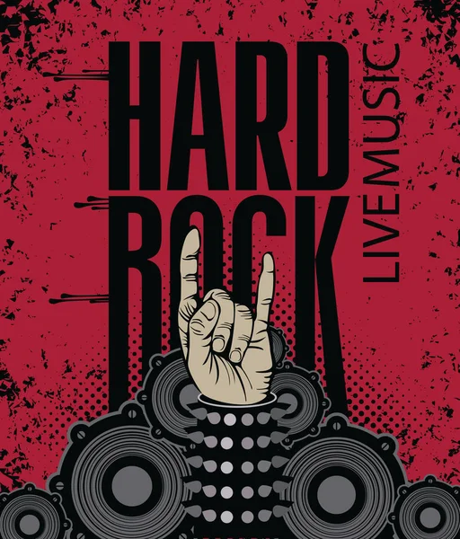 Баннер для хард-рок музыки с надписью Rock hand — стоковый вектор