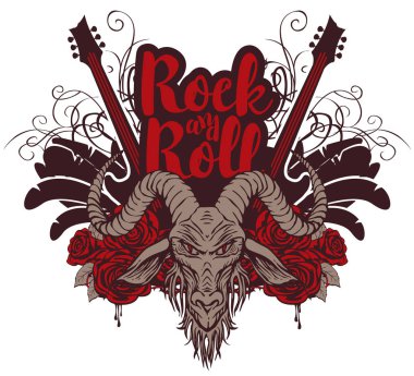gitar, keçi ve gül ile rock and roll afiş