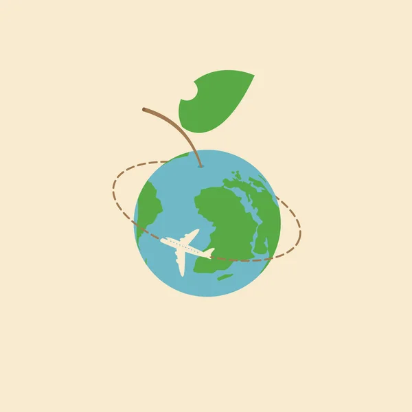 Bannière pour le transport aérien avec la planète Terre — Image vectorielle