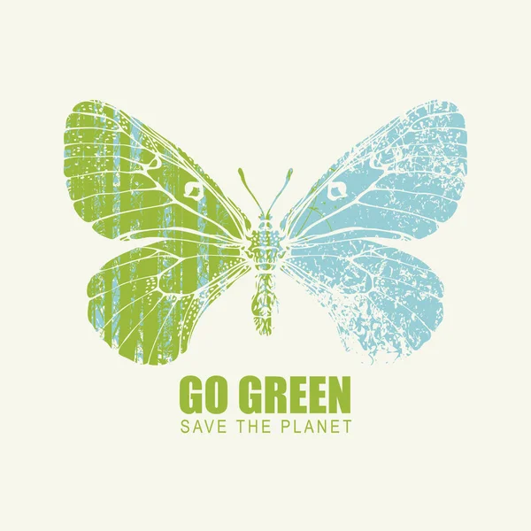 Allez éco concept d'affiche verte. Sauver la planète — Image vectorielle