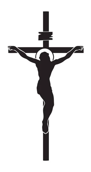 Crucifixion de Jésus-Christ, symbole religieux — Image vectorielle