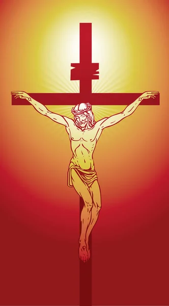 Kruisiging van Jezus Christus, een religieus symbool — Stockvector