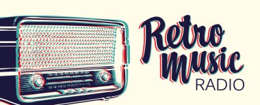 eski radyo alıcısı ile retro müzik radyo için afiş