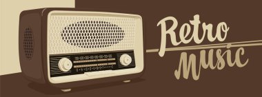 eski radyo alıcısı ile retro müzik radyo için afiş