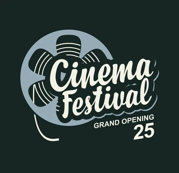 Cartel del festival de cine vectorial con carrete de tira de película — Vector de stock