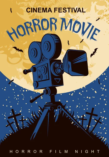 Cartel para el festival de cine de terror, cine de miedo — Vector de stock