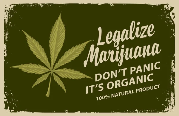 Banner voor legaliseren marihuana met cannabis blad — Stockvector