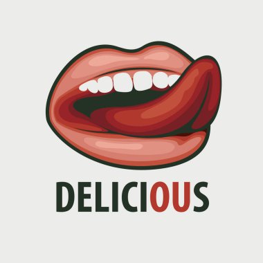 vektör çizim kadın seksi kırmızı Dudak yalama