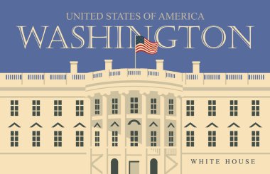 bayrak ile illüstrasyon Beyaz Saray, Washington Dc