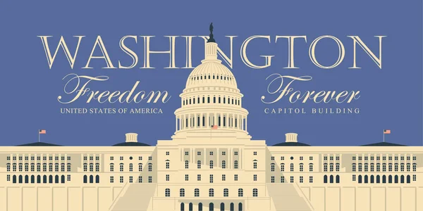 Banner met ons Capitol Building in Washington DC — Stockvector