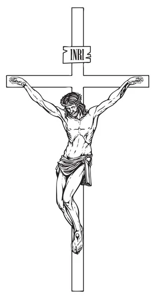 Crucifixion de Jésus-Christ, symbole religieux — Image vectorielle