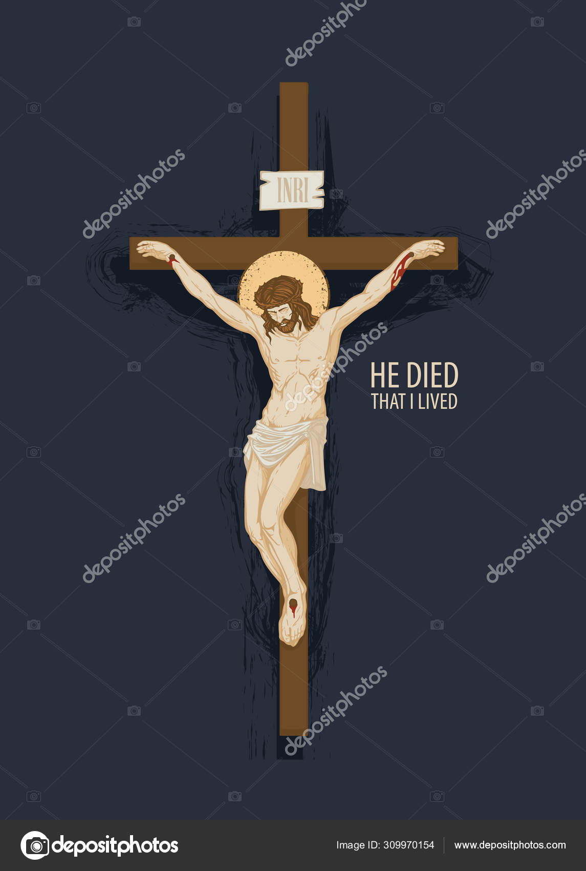 Crucifixion of Jesus Christ, a religious symbol Stock Vector Image by  ©paseven #309970154