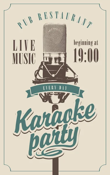 Vector banner met microfoon voor karaoke party — Stockvector